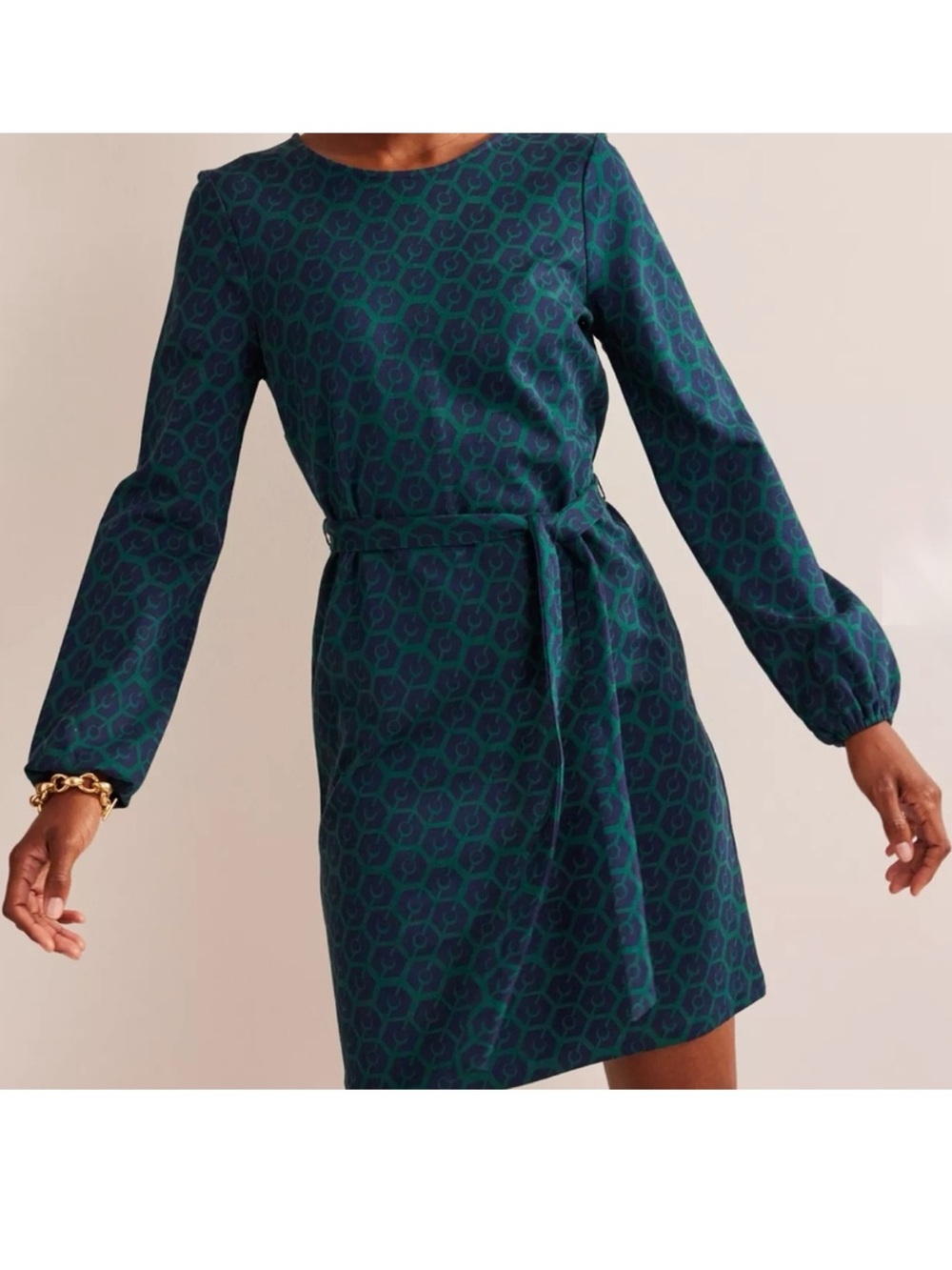 Boden Violet Ponte Shift Dress Emerald Night‎ Multi Patter Women 0 Petite New